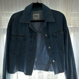 Zara jean cropped oversized jacket